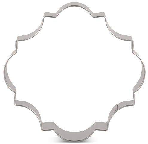 LILIAO Fancy Plaque Cookie Cutter Frame Sandwich Fondant Biscuit Cutter - 3.6 x 3.6 inches - Stainless Steel - by Janka
