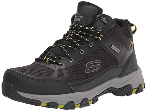 Skechers SELMEN MELANO, Botas para senderismo para Hombre, Black Leather W/ Synthetic & Mesh, 42 EU