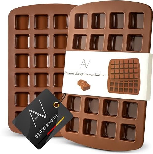AVANA Brownie - Molde de silicona para hornear (2 unidades, sin BPA, antiadherente, 24 unidades)