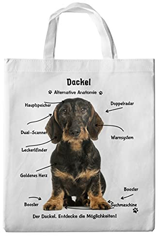 Merchandise for Fans Einkaufstasche - 38 x 42 cm - Motiv: Alternative Anatomie Rauhaardackel Teckel 09