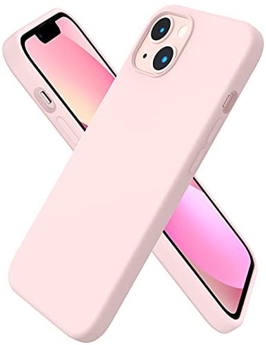 ORNARTO Funda Silicone Case Compatible con iPhone 13, Protección de Cuerpo Completo,Carcasa de Silicona Líquida Suave Antichoque Case para iPhone 13 (2021) 6,1-Rosa