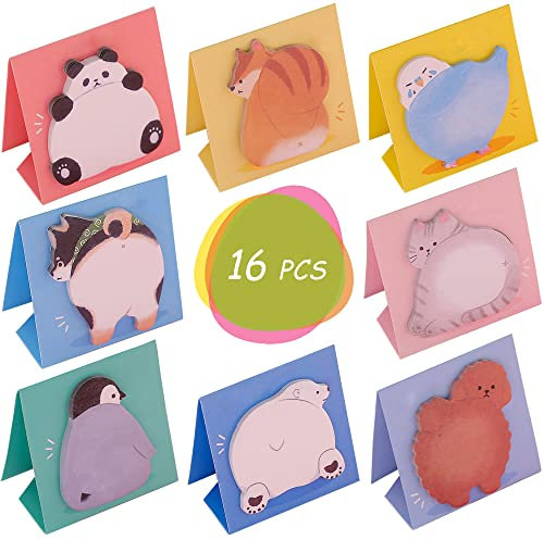 La Llareta 16 Pack 480 Seiten Sticky Notes, Cartoon Tiere Haftnotizen, Notes Bunte Haftnotizen, für Den Kühlschrank, Büronotizen Für Schule, Büro Memo, Schüler Kinder Geschenke (8 Stile)