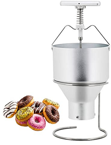 KELUNIS Manual Donut Depositor, Stainless Steel Mini Donut Makers Dropper Plunger Dough Batter Dispenser Hopper with Stand, 6 Thicknesses Adjustment