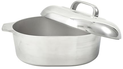 IMUSA 13in Cajun Cast Aluminum Oval Roaster with Lid, Durable Baking and Roasting Pan for Chicken, Meats, and Traditional Cooking