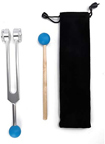 Agatige Stimmgabeln Set, OM 136.1Hz Frequenz Aluminiumlegierung Stimmgabel, Tragbare Yoga Meditations-Stimmgabel mit Hammer & Aufbewahrungstasche