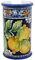 sicilia bedda - PORTABICCHIERI in Ceramica di CALTAGIRONE Realizzati Interamente a Mano - Altezza 20 Cm (Limoni Sfondo Blu)
