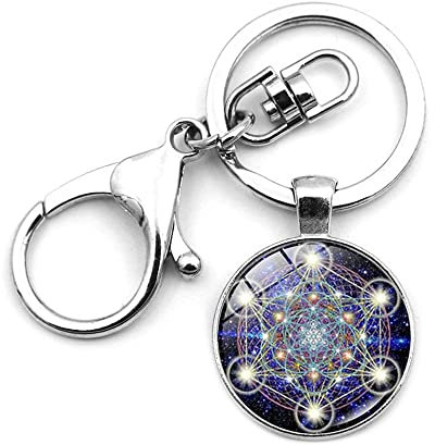 Metatrons Würfel Schlüsselanhänger mit Schlüsselring für Herren und Damen,Heilige Geometrie Amulett Schlüsselbund für Autoschlüssel Rucksack Geldbörse,Blume des Lebens Schlüsselhalter mit Geschenkbox