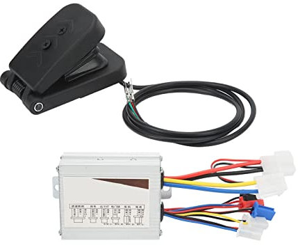 KIMISS DC24V 500W Motordrehzahlregler, Aluminium-ABS-Gebürsteter Drehzahlregler mit Gaspedal-Kit für Elektrofahrrad-Roller