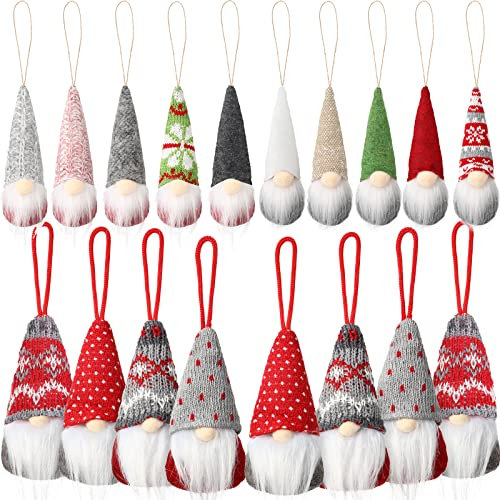 Vinsot Weihnachtsbaum Handgefertigte hängende Zwerge Ornamente Set von 36 Stück Schwedische Plüsch Zwerge Weihnachtsmann Elf Weihnachtsbaum Dekorationen Skandinavische Elfe Weihnachtsschmuck mit Hut