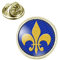 Badgmania Pin's Doré 20mm Fleur de Lys Royale Roi de France Royauté - Or sur Fond Bleu Logo 18mm Pins Bouton Epinglette