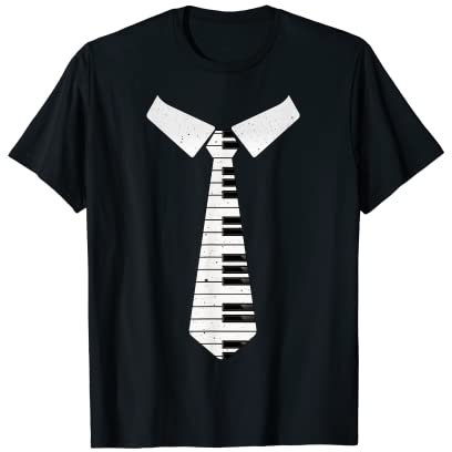 Musician Musical Music Lover Keyboard Piano Tie T-Shirt