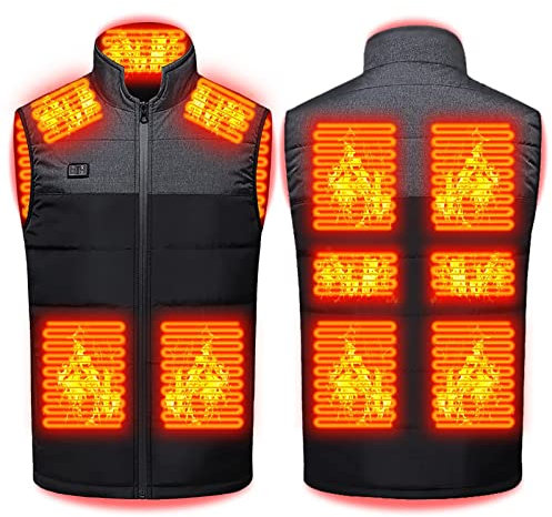 Men's Polar Fleece Heated Vest, Electric USB Heating Charge Jacket, Lightweight Body Warmer Gilet, for Hunting/Hiking (Color : Gray, Size : XS)