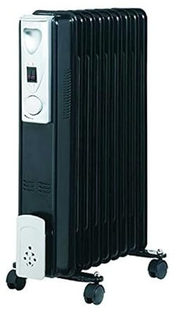 Marco Paul 2kW Oil Filled Radiator - Portable Electric Radiators Free Standing with Thermostat, Timer & Safety Cut-Off - Energy Efficient Oil Filled Heater for Home Use, Plug In Radiator on Wheels