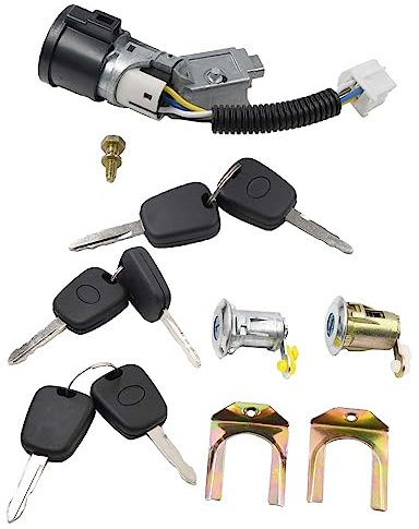 CANJPTON Cylindre Serrure de cylindre Set Bloc d'allumage et serrure de porte avec clé Compatible avec Citroen C1 Peugeot 107 Toyota Aygo N0501412 N0502200 9170.Y8 1608746380