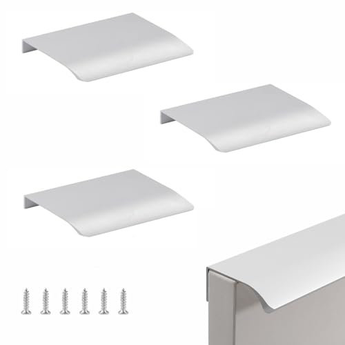 TUKNN Manijas de Cocina Ocultas, Tiradores Para Armarios y Cajones, Plata Mate, 3 Piezas