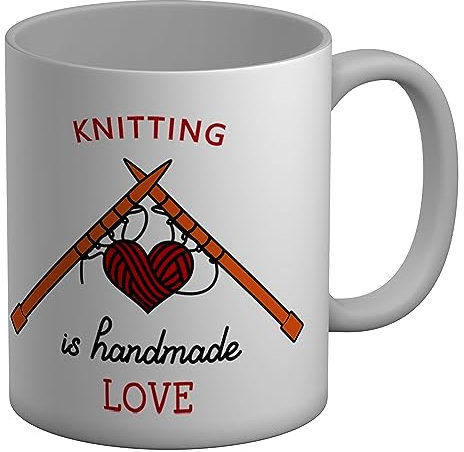 Shopagift Knitting Mug Handmade Love Knit Sew Sewing Lover White 11oz Large Gift Ceramic Cup