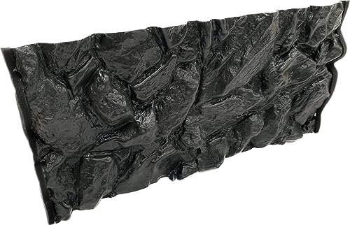 PLASTIKO - Aquarium Hintergrund 3D I Rückwänd 150x50 cm I Leicht zu Montieren und Reinigen I Keine Verklebung Erforderlich I Sicher für Tiere I Schwarz mit einem Muster aus Hohen Steinen
