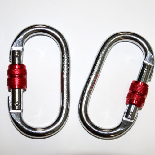 HOUSON 2PCS 25KN Karabiner, O-förmige Bergsteiger-Sicherheitshaken-Karabinerschnalle Karabinerhaken 2500 Kg Belastbarkeit für Camping Outdoor Klettern Abseilen