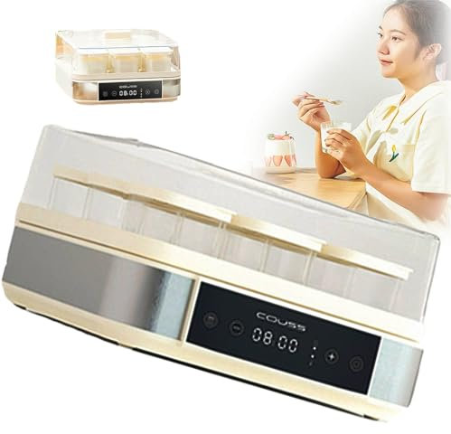 JIANGSS Yogurtera, Yogurtera con Control de Temperatura y Temporizador, Yogurtera Digital Automática con Pantalla LCD, 9 Frascos de Vidrio, Yogur Orgánico Casero, Queso/Natto Maker.