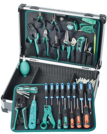 Pro'sKit PK-1938M Kit profesional de herramientas para telecomunicaciones y redes, instalación y mantenimiento de sistemas de vigilancia de computadoras y redes (PK-1938M)