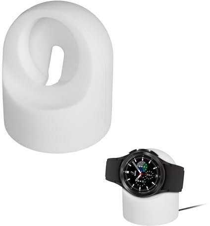 kwmobile Soporte de Smartwatch Compatible con Samsung Galaxy Watch 4/4 Classic / 3 / Watch Active 2 Cargador - para Carga de Reloj Inteligente - Soporte de Silicona para Smartwatch - Blanco