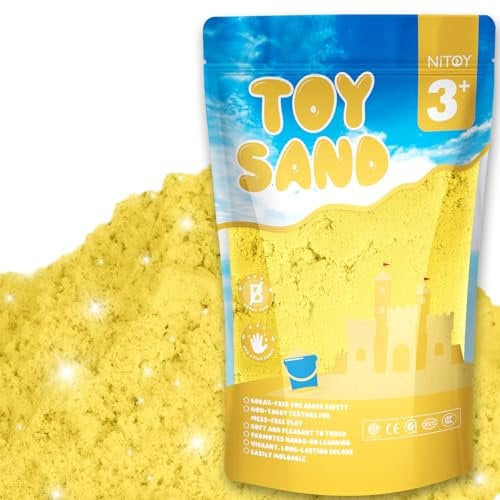 NiToy FlexiSand Spielsand, 1 kg, trocknet nie aus, lustig für Kinder ab 3 Jahren, Nachfüllpackung für sensorisches Sandkasten-Spielzeug, ideal zum Formen, Drücken und Formen (gelb)