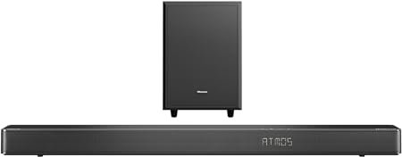 Hisense AX3120G Barre de Son 3.1.2Ch avec Caisson de Basses sans Fil, 360 W, Dolby Atmos, Bluetooth 5.3, EzPlay, 4K HDMI Pass Through, Roku TV Ready, DTS: X, HDMI/AUX/Arc/Optique/USB, 7 Modes EQ