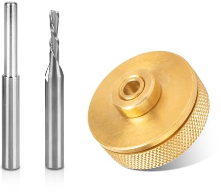 71333 Inlay Router Bit Bushing Set for 1/4 Templates High RPM Routing, Includes 1/8 Carbide Spiral Bit + 1/4 Shank - Universal Quick Change Bushing, Retainer Nut, Collar, Alignment Pin