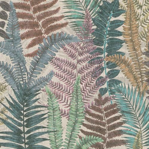 Garden Leaves Multicoloured Wallpaper - Modern Contemporary Naturistic Tropical - Textured Paste The Wall Vinyl