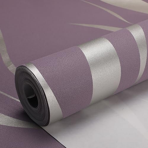 Swehooirt 0,53m x 9,5m Tapete Lila Vliestapete 3D Modern Minimalistisch Wallpaper mit Wave Muster Leicht Glänzend - Streifentapete Wanddekoration in Wohnzimmer, Flur,Schlafzimmer und Büro