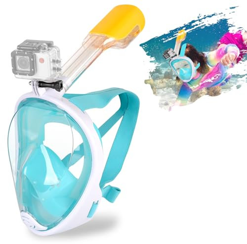 SENTAIMAO Full Snorkel Mask Full Face Snorkel Mask adult with Panoramic View/Anti-fog Anti-leak Design/Sports Camera Mount (green L/XL)