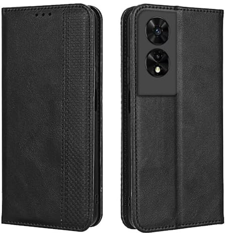 EASSGU Coque pour TCL 505 (6.75 inches), Etui Flip Folio en Cuir PU avec Interrupteur Magnétique, [3 Fentes pour Cartes] [1 Portefeuille] Housse - Le Noir