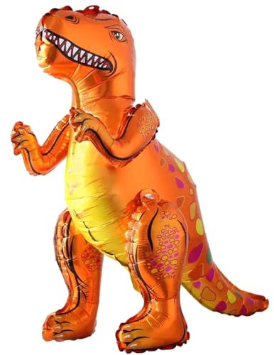 Folienballon 105cm Dinosaurier T- Rex braun/rot Luftballon Dino Party Dekoration Helium geeignet (Braun #01)