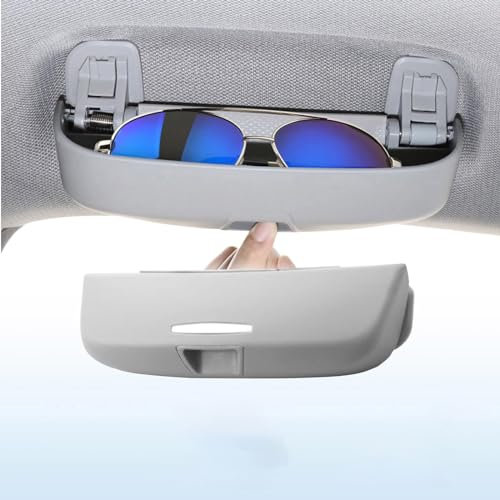 PLCGTNNP Auto Brillenhalter Brillenetui Für Porsche Panamera 2002-2023, Universal ABS Aufbewahren Verstauen Brillenetuis Sonnenblende Aufbewahrungsbox Organizer Innenraum Zubehör,B/Grey