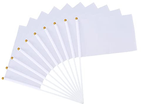 INOOMP 48st Weiße Wehende Flagge Minifahnen Auf Stöcken Fahnenbanner Farbschutzflagge Weiße Flagge Weiße Fahnen Benutzerdefinierte Flagge Zeichen Embleme Mini-Banner-flaggen Am Stock Auto