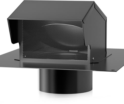 Roof Vent Cap - Hon&Guan Roof Vents 8 Inch,Galvanized Steel 8'' Exhaust Vent Wall Vent Cover Exterior with Damper for Ventilation System,Black