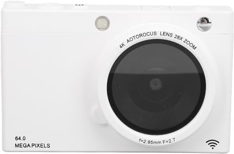 Videocamera Digitale, Fotocamera Digitale 4K da 64 MP, Fotocamera Vintage Compatta per Vlogging con Messa a Fuoco Automatica 28X con Funzione MP3, Hotspot Fedeltà per