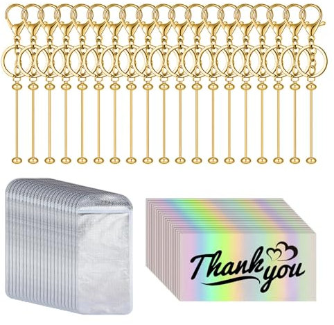 Yilingjc Ensemble de porte-clés à perles multifonction pour travaux manuels, porte-clés personnalisables avec des ébauches en métal robustes