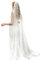 chrumeshi Langer Brautschleier für Hochzeit, Perle, Kapelle, Schleier für Damen, mit Kamm, helles Elfenbein, Floor Length 75 (inch)