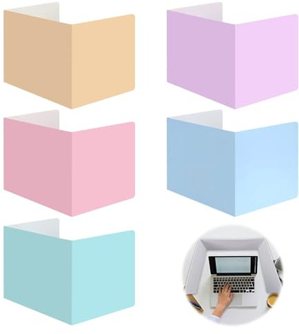 Dokeno 5 Stück Trennwand für Schreibtisch, Faltbare Schreibtisch-Trennwand, Macaron-Farbe Sichtschutz Schreibtischpanel, Mehrzweck-Trennwand, U-Förmiger Spleiß für Schule Bibliothek Büro