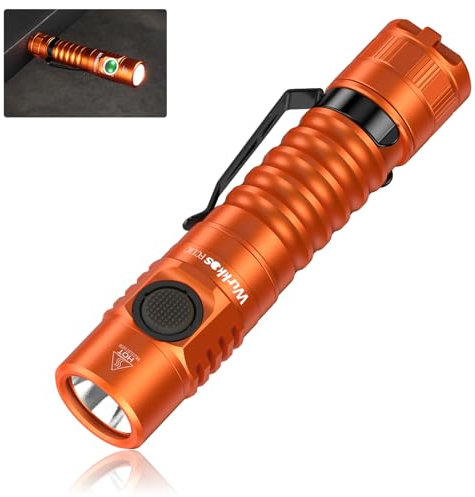 Wurkkos Mini FC11C Orange 4000K LED Flashlight, 1300 Lumens Torch USB C Rechargeable with 90 CRI, Continuous Brightness Adjustment, Magnet on Lamp Base, Memory Function