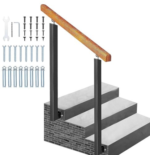 Hand Ra - Kit per ringhiera per scale laterali, con 2 pali in ferro battuto, 85 x 90 cm, facile da installare