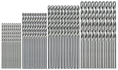 Contencinty Juego de 40 mini brocas rectas de 0,5 mm a 2,0 mm, brocas pequeñas y pequeñas, taladro helicoidal HSS de tierra completa para Dil