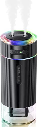 WSKEN Tragbarer kleiner Luftbefeuchter für Schlafzimmer [Dual Düse Large Cool Mist][Auto Smart On/Off] Ultraschall Mini Personal Schreibtisch Luftbefeuchter für Reisebüro Babyzimmer, schwarz