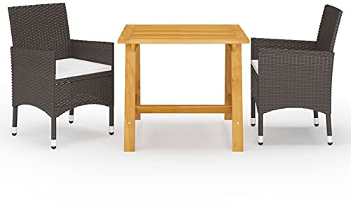 Xichuzi 3-TLG. Garten-Essgruppe Braun, Esstisch Mit Stühlen Set, Gartenmöbel Sitzgruppe, Balkon Möbel, Gartenlounge Set, Terrassenmöbel, Balkonmöbel Set - 3068686