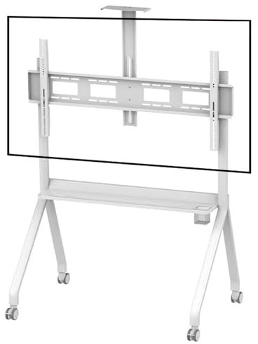 Smart Board Stand, Floor TV Stand with 360° Lock Wheel Interactive Whiteboard 55 -120 Adjustable Mobile Tv Rack, with Four Lockable Wheels, for Office Classroom Home white