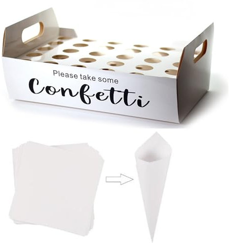 SrchJoy Konfetti-Kegelhalter für Hochzeiten, 30 Löcher, weiß/Kraft-Konfetti-Ständer für Hochzeit, Brautparty, Partyzubehör, Dekorationen (weiß)