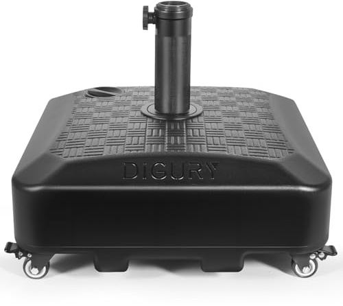 Digury Pied de parasol pour terrasse d'extérieur avec roues rechargeable, base mobile robuste, support à roulettes, 56,7 kg, noir