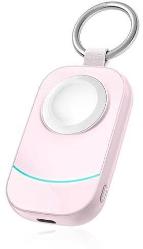 Pink Charger for Apple Watch with Keychain – Birthday Gifts for Women | Pocket-Size & Portable, 2500mAh High Capacity, Strong Magnetic Snap-On, Overcharge & Overheat Safe, Auto-align Charging