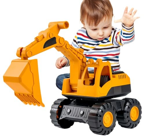 Generisch Digger Toy | Baumodell Bagger | Reibungstraktor Mit Bulldozer | Baufahrzeuge Mini-Crew 3 Pack-Dump-LKW, Radlader & Bagger, Gelb, Kleinkindspielzeug Für Sandbox